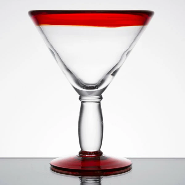 Libbey 92305R Aruba 10 Oz. Customizable Martini Glass With Red Rim And Base - 12/Case 2 Libbey 92305R Aruba 10 Oz. Customizable Martini Glass With Red Rim And Base - 12/Case - Image 2