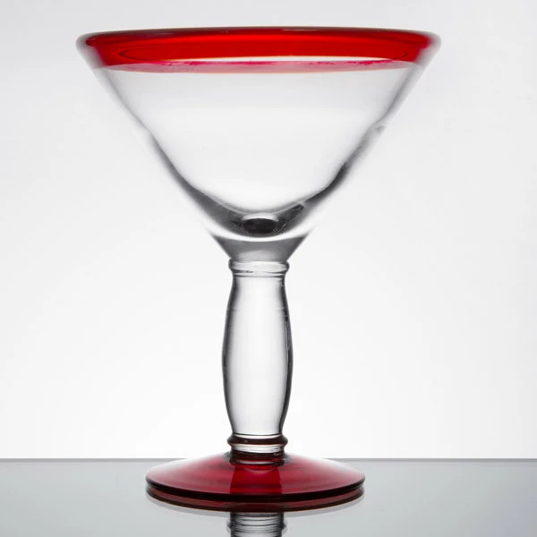 Libbey 92306R Aruba 15 Oz. Customizable Martini Glass With Red Rim And Base - 12/Case 2 Libbey 92306R Aruba 15 Oz. Customizable Martini Glass With Red Rim And Base - 12/Case - Image 2
