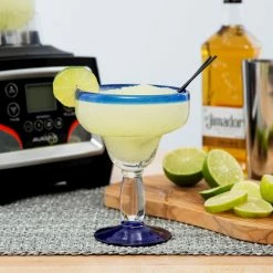 Libbey 92315 Aruba 16 Oz. Margarita Glass With Cobalt Blue Rim And Base - 12/Case