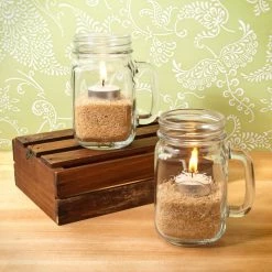 Libbey 97085 16 Oz. County Fair Drinking Jar / Mason Jar With Handle - 12/Case -Vidivi shop 174808