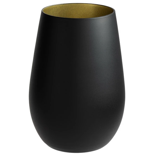 Stolzle 3520012T/2492 Glisten 16.5 Oz. Matte Black/Gold Stemless Wine Glass / Tumbler - 6/Case 2 Stolzle 3520012T/2492 Glisten 16.5 Oz. Matte Black/Gold Stemless Wine Glass / Tumbler - 6/Case - Image 2
