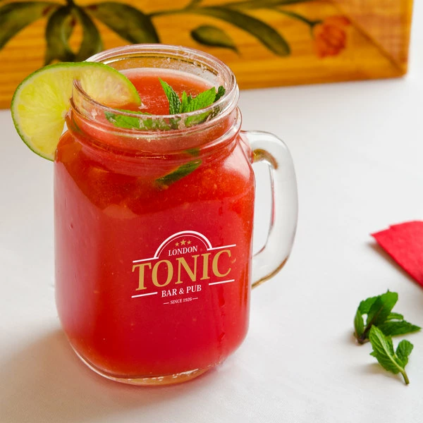 Acopa Rustic Charm 16 Oz. Drinking Jar / Mason Jar With Handle - 12/Case 6 Acopa Rustic Charm 16 Oz. Drinking Jar / Mason Jar With Handle - 12/Case - Image 6