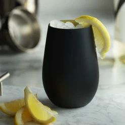 Stolzle 3520012T/2492 Glisten 16.5 Oz. Matte Black/Gold Stemless Wine Glass / Tumbler - 6/Case