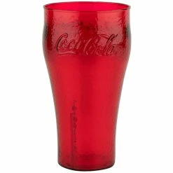 GET Enterprises GET 3324-RC Bell 24 Oz. Red Coca-Cola® Polycarbonate Pebbled Soda Glass - 72/Case