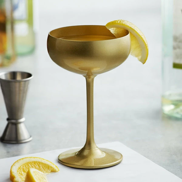 Stolzle 2730008T/2583 Glisten 8 Oz. Gold Coupe Glass - 6/Case 1 Stolzle 2730008T/2583 Glisten 8 Oz. Gold Coupe Glass - 6/Case