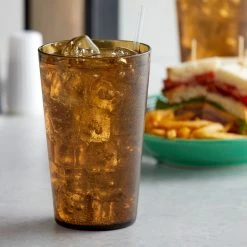 GET Enterprises GET 5032-1-A 32 Oz. Amber Customizable SAN Plastic Pebbled Tumbler - 48/Case