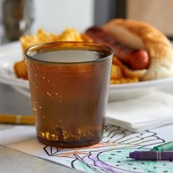 GET Enterprises GET 6609-1-A 9 Oz. Amber Customizable SAN Plastic Short Pebbled Tumbler - 72/Case