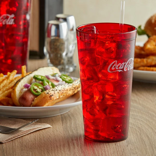 Carlisle 52203550 Stackable 20 Oz. Ruby Coca-Cola® SAN Plastic Tumbler - 72/Case 1 Carlisle 52203550 Stackable 20 Oz. Ruby Coca-Cola® SAN Plastic Tumbler - 72/Case