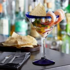 Acopa Tropic 24 Oz. Martini Glass With Blue Rim And Base - 12/Case -Vidivi shop 1874751