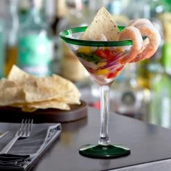 Acopa Tropic 15 Oz. Martini Glass With Green Rim And Base - 12/Case -Vidivi shop 1874756