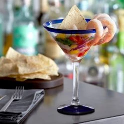Acopa Tropic 15 Oz. Martini Glass With Blue Rim And Base - 12/Case -Vidivi shop 1874758
