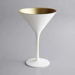 Stolzle 1400025T/2486 Glisten 8.5 Oz. Matte White/Gold Martini Glass - 6/Case
