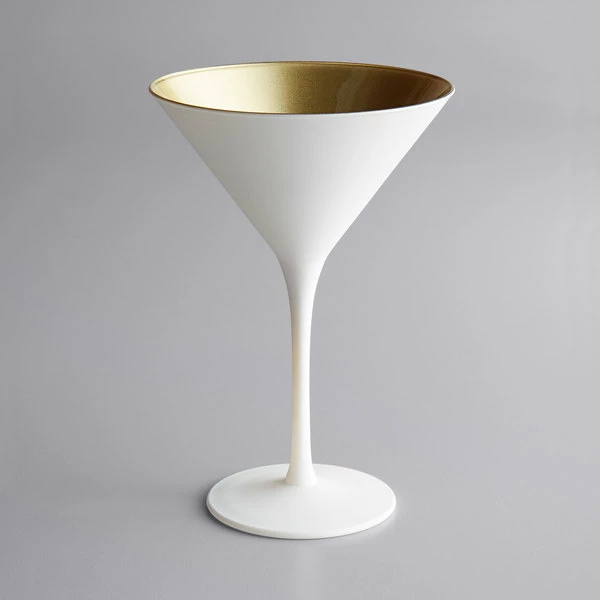 Stolzle 1400025T/2486 Glisten 8.5 Oz. Matte White/Gold Martini Glass - 6/Case 1 Stolzle 1400025T/2486 Glisten 8.5 Oz. Matte White/Gold Martini Glass - 6/Case