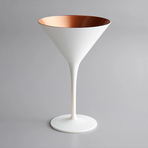 Stolzle 1400025T/2488 Glisten 8.5 Oz. Matte White/Copper Martini Glass - 6/Case 1 Stolzle 1400025T/2488 Glisten 8.5 Oz. Matte White/Copper Martini Glass - 6/Case