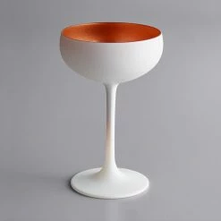 Stolzle 2730008T/2488 Glisten 8 Oz. Matte White/Copper Coupe Glass - 6/Case