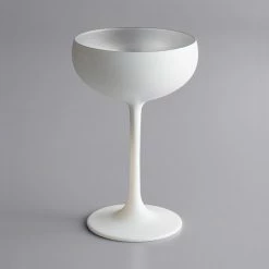 Stolzle 2730008T/2487 Glisten 8 Oz. Matte White/Silver Coupe Glass - 6/Case