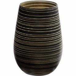 Stolzle S3525112T Twister 16.5 Oz. Black/Gold Stemless Wine Glass / Tumbler - 24/Case