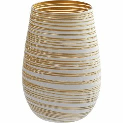 Stolzle S3525512T Twister 16.5 Oz. White /Gold Stemless Wine Glass / Tumbler - 24/Case