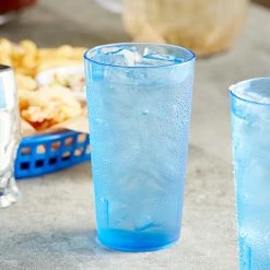 Choice 12 Oz. Blue SAN Plastic Pebbled Tumbler - 12/Pack