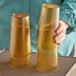 Choice 16 Oz. Amber SAN Plastic Pebbled Tumbler - 12/Pack -Vidivi shop 2165208