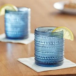 Fortessa Tableware Solutions Fortessa Jupiter 10 Oz. Cornflower Blue Rocks / Double Old Fashioned Glass - 24/Case