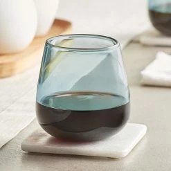 Acopa Pangea 13 Oz. Blue Stemless Wine Glass - 12/Case
