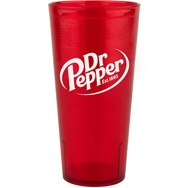 GET Enterprises GET 6624-R-DR 24 Oz. Red Dr. Pepper® SAN Plastic Pebbled Tumbler - 72/Case 1 GET Enterprises GET 6624-R-DR 24 Oz. Red Dr. Pepper® SAN Plastic Pebbled Tumbler - 72/Case