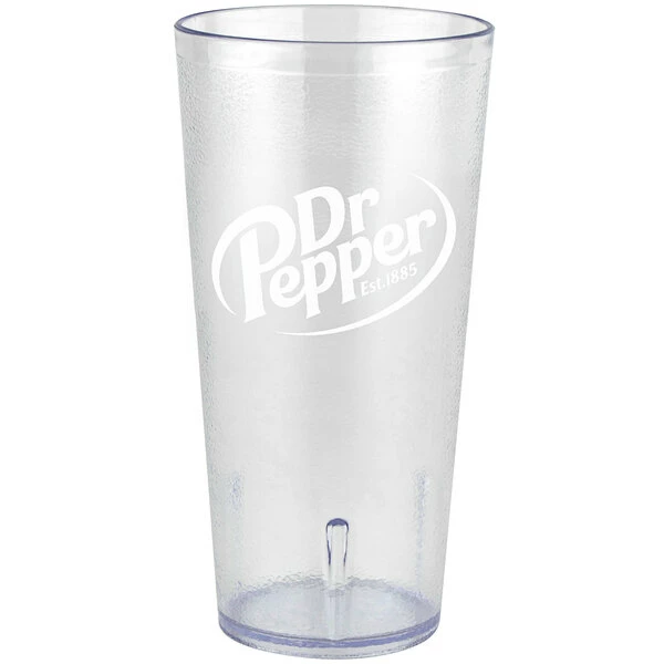 GET Enterprises GET 6624-C-DR 24 Oz. Clear Dr. Pepper® SAN Plastic Pebbled Tumbler - 72/Case 1 GET Enterprises GET 6624-C-DR 24 Oz. Clear Dr. Pepper® SAN Plastic Pebbled Tumbler - 72/Case