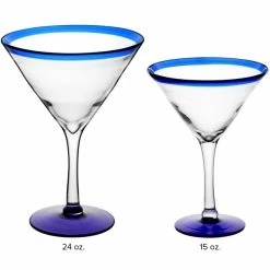 Acopa Tropic 24 Oz. Martini Glass With Blue Rim And Base - 12/Case -Vidivi shop 2481840