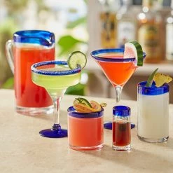 Acopa Tropic 12 Oz. Margarita Glass With Blue Rim And Base - 12/Case -Vidivi shop 2482458
