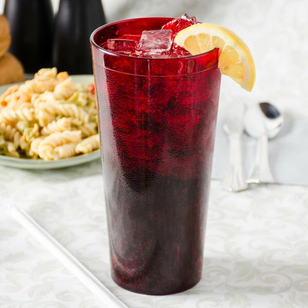 Carlisle 522410 Stackable 24 Oz. Ruby SAN Plastic Tumbler - 72/Case 1 Carlisle 522410 Stackable 24 Oz. Ruby SAN Plastic Tumbler - 72/Case