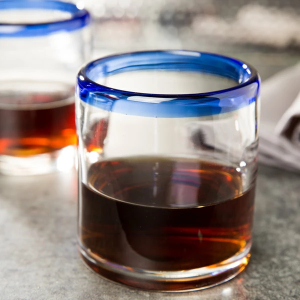 Libbey 92302 Aruba 12 Oz. Customizable Rocks / Old Fashioned Glass With Cobalt Blue Rim - 12/Case 1 Libbey 92302 Aruba 12 Oz. Customizable Rocks / Old Fashioned Glass With Cobalt Blue Rim - 12/Case